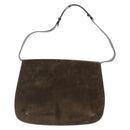Salvatore Ferragamo Gancini Shoulder Bag Suede Black Gold Auth gh1859-2