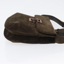 Salvatore Ferragamo Gancini Shoulder Bag Suede Black Gold Auth gh1859-3