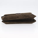 Salvatore Ferragamo Gancini Shoulder Bag Suede Black Gold Auth gh1859-5