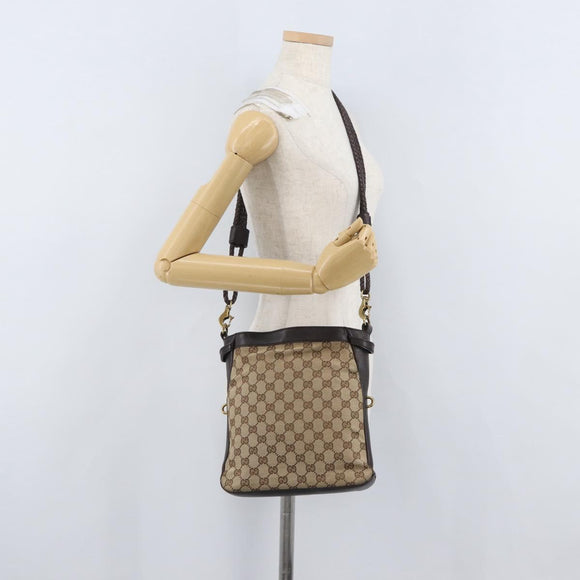 GUCCI GG Canvas Shoulder Bag Beige Gold 109106 Auth gh1860