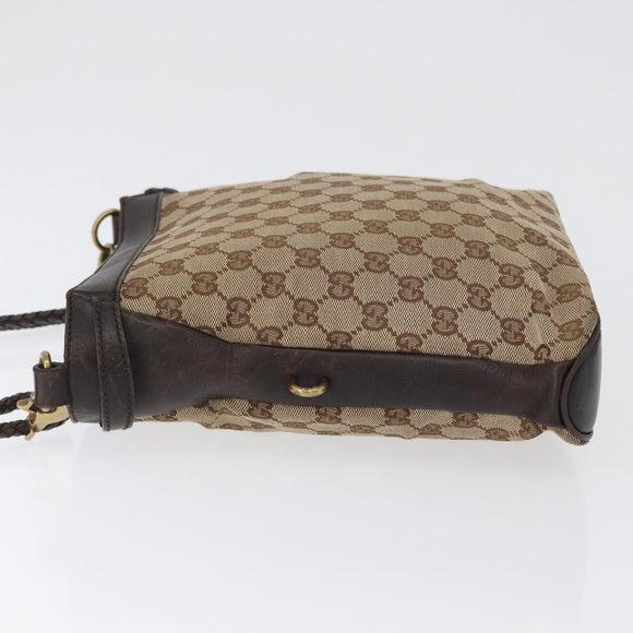 GUCCI GG Canvas Shoulder Bag Beige Gold 109106 Auth gh1860
