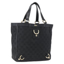 GUCCI GG Canvas Abbey Hand Bag Black Gold 130739 Auth gh1861-1