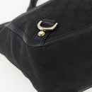 GUCCI GG Canvas Abbey Hand Bag Black Gold 130739 Auth gh1861-14