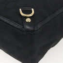 GUCCI GG Canvas Abbey Hand Bag Black Gold 130739 Auth gh1861-15