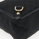 GUCCI GG Canvas Abbey Hand Bag Black Gold 130739 Auth gh1861-16