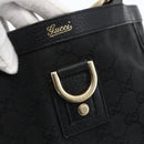 GUCCI GG Canvas Abbey Hand Bag Black Gold 130739 Auth gh1861-10