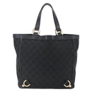 GUCCI GG Canvas Abbey Hand Bag Black Gold 130739 Auth gh1861-2
