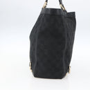 GUCCI GG Canvas Abbey Hand Bag Black Gold 130739 Auth gh1861-4