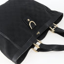 GUCCI GG Canvas Abbey Hand Bag Black Gold 130739 Auth gh1861-6