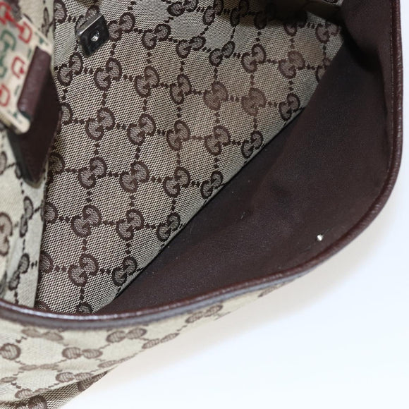 GUCCI GG Canvas Web Sherry Line Tote Bag Beige Red Green 145810 Auth gh1862