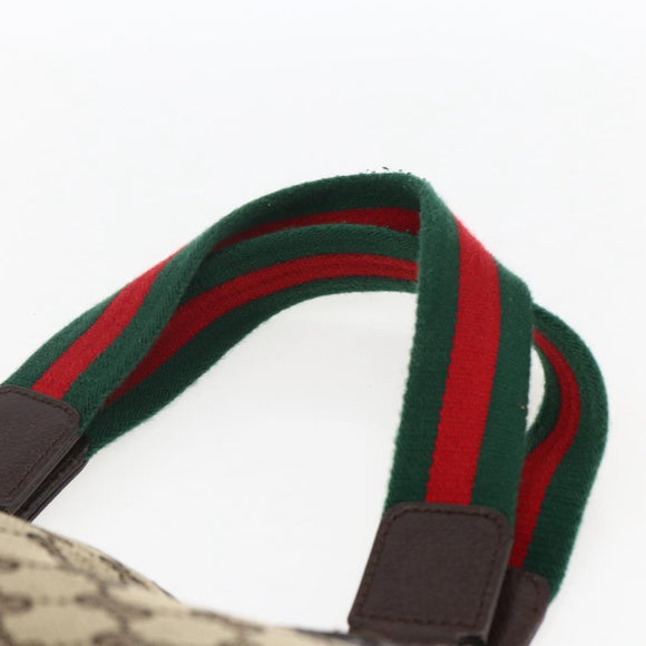 GUCCI GG Canvas Web Sherry Line Tote Bag Beige Red Green 145810 Auth gh1862