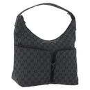 GUCCI GG Canvas Shoulder Bag Black Silver 001 3380 1705 Auth gh1864-1