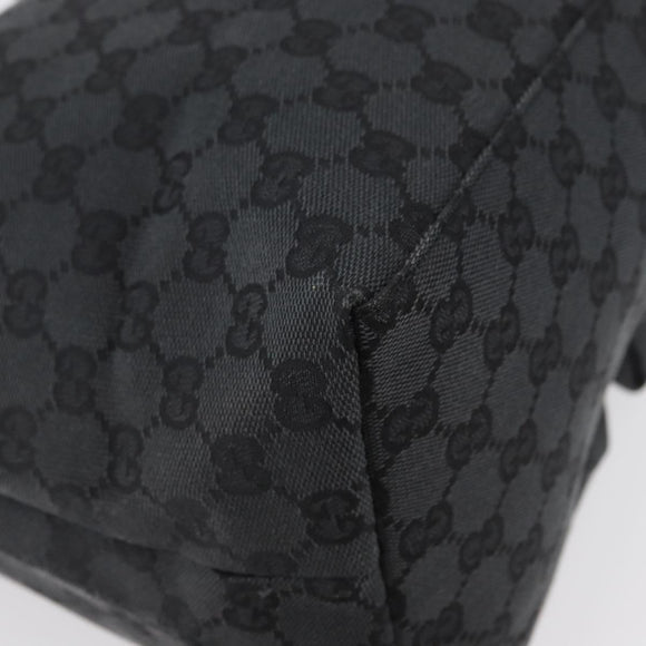 GUCCI GG Canvas Shoulder Bag Black Silver 001 3380 1705 Auth gh1864