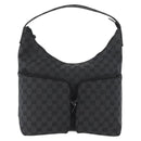 GUCCI GG Canvas Shoulder Bag Black Silver 001 3380 1705 Auth gh1864-2
