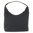 GUCCI GG Canvas Shoulder Bag Black Silver 001 3380 1705 Auth gh1864-3