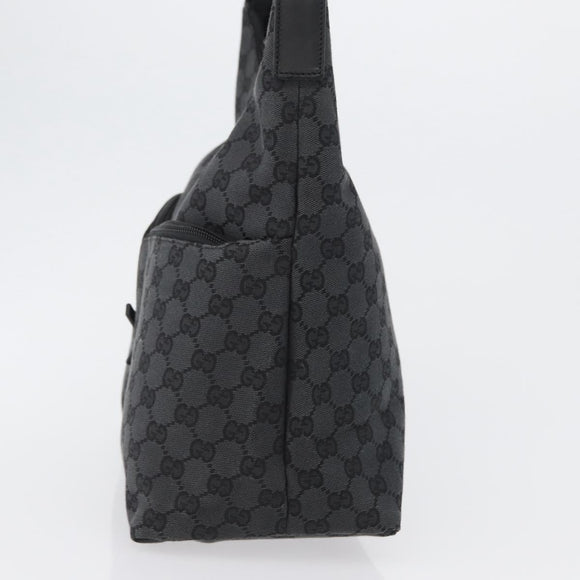 GUCCI GG Canvas Shoulder Bag Black Silver 001 3380 1705 Auth gh1864
