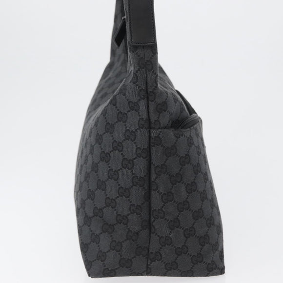 GUCCI GG Canvas Shoulder Bag Black Silver 001 3380 1705 Auth gh1864