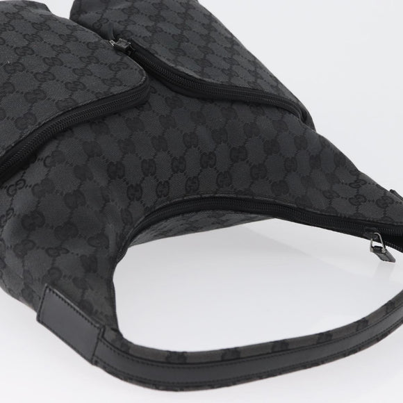 GUCCI GG Canvas Shoulder Bag Black Silver 001 3380 1705 Auth gh1864