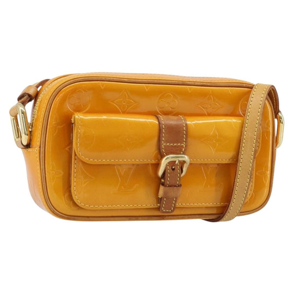 LOUIS VUITTON Monogram Vernis Christy MM Shoulder Bag Jaune M91108 Auth gh1865