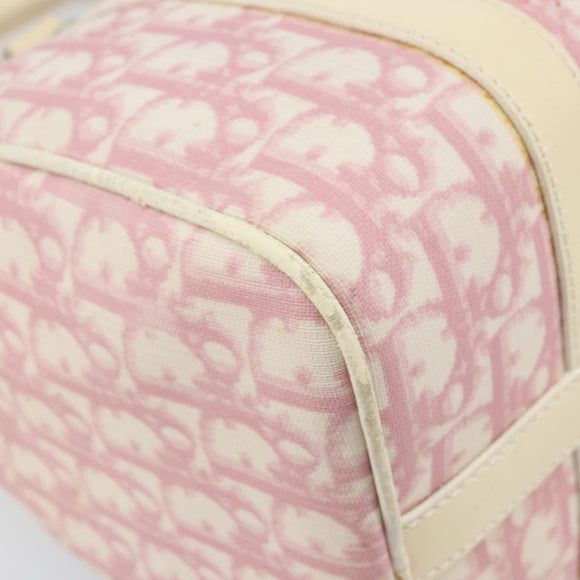 Christian Dior Trotter Canvas Boston Bag PVC Pink Silver Auth gh1875