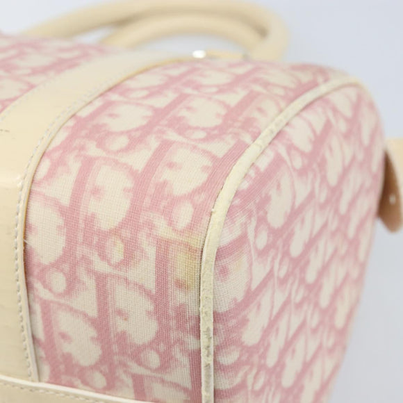 Christian Dior Trotter Canvas Boston Bag PVC Pink Silver Auth gh1875