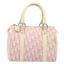 Christian Dior Trotter Canvas Boston Bag PVC Pink Silver Auth gh1875-2