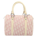 Christian Dior Trotter Canvas Boston Bag PVC Pink Silver Auth gh1875-3