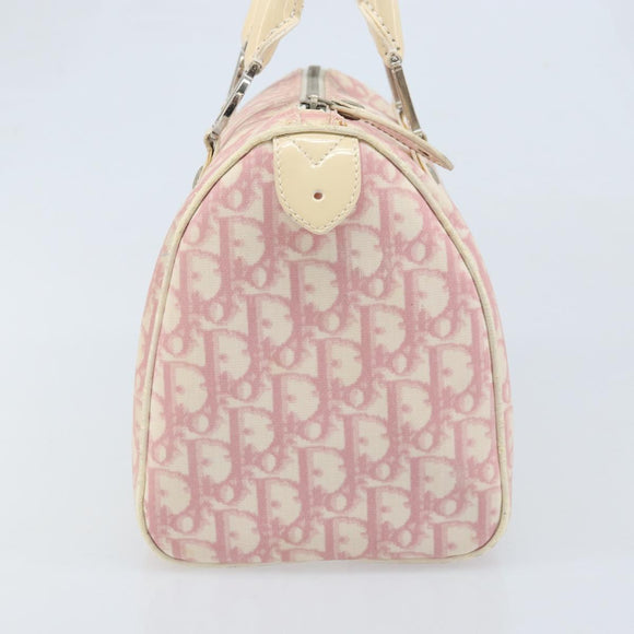 Christian Dior Trotter Canvas Boston Bag PVC Pink Silver Auth gh1875