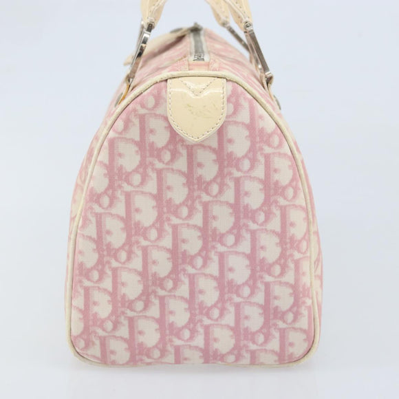 Christian Dior Trotter Canvas Boston Bag PVC Pink Silver Auth gh1875