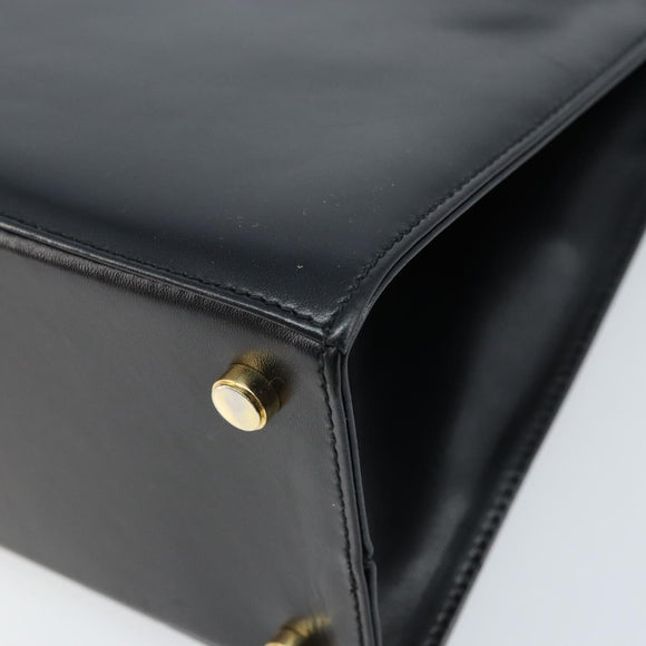 Salvatore Ferragamo Vala Hand Bag Leather Black Gold Auth gh1876