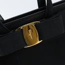 Salvatore Ferragamo Vala Hand Bag Leather Black Gold Auth gh1876-14