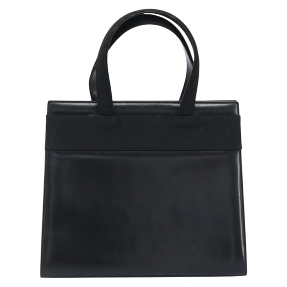 Salvatore Ferragamo Vala Hand Bag Leather Black Gold Auth gh1876