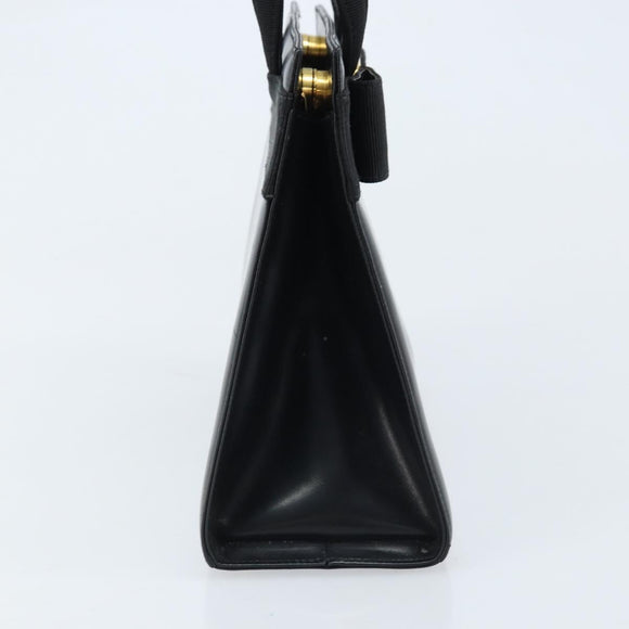 Salvatore Ferragamo Vala Hand Bag Leather Black Gold Auth gh1876
