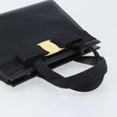 Salvatore Ferragamo Vala Hand Bag Leather Black Gold Auth gh1876-6