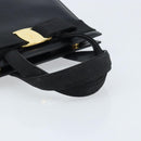 Salvatore Ferragamo Vala Hand Bag Leather Black Gold Auth gh1876-7