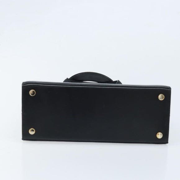 Salvatore Ferragamo Vala Hand Bag Leather Black Gold Auth gh1876