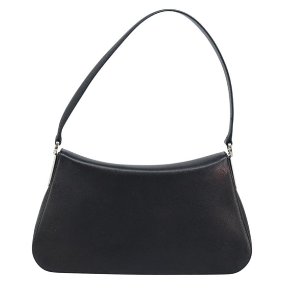 Salvatore Ferragamo Gancini Shoulder Bag Leather Black Silver Auth gh1877