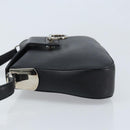 Salvatore Ferragamo Gancini Shoulder Bag Leather Black Silver Auth gh1877-4