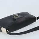Salvatore Ferragamo Gancini Shoulder Bag Leather Black Silver Auth gh1877-6