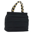 Salvatore Ferragamo Chain Vala Hand Bag Nylon Black Gold Auth gh1878-1