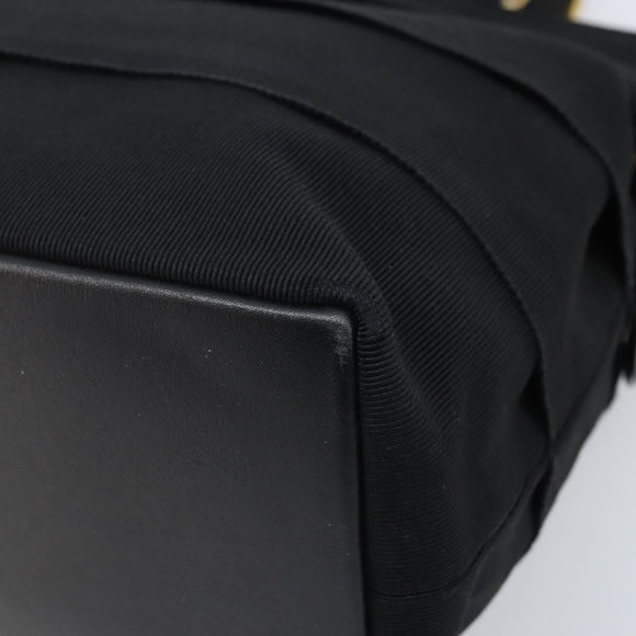 Salvatore Ferragamo Chain Vala Hand Bag Nylon Black Gold Auth gh1878