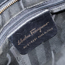 Salvatore Ferragamo Chain Vala Hand Bag Nylon Black Gold Auth gh1878-12