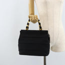 Salvatore Ferragamo Chain Vala Hand Bag Nylon Black Gold Auth gh1878-21