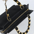 Salvatore Ferragamo Chain Vala Hand Bag Nylon Black Gold Auth gh1878-6