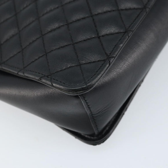 Salvatore Ferragamo Vala Hand Bag Leather 2way Black Gold Auth gh1879
