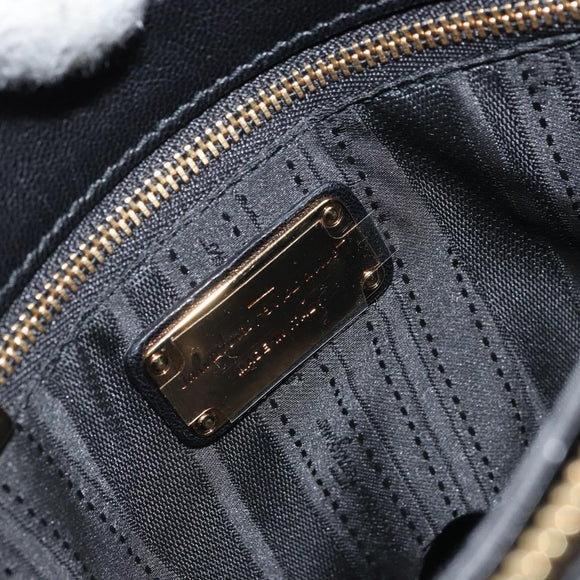 Salvatore Ferragamo Vala Hand Bag Leather 2way Black Gold Auth gh1879