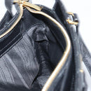 Salvatore Ferragamo Vala Hand Bag Leather 2way Black Gold Auth gh1879-20