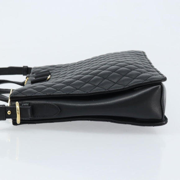 Salvatore Ferragamo Vala Hand Bag Leather 2way Black Gold Auth gh1879