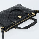Salvatore Ferragamo Vala Hand Bag Leather 2way Black Gold Auth gh1879-6