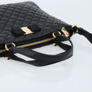 Salvatore Ferragamo Vala Hand Bag Leather 2way Black Gold Auth gh1879-7